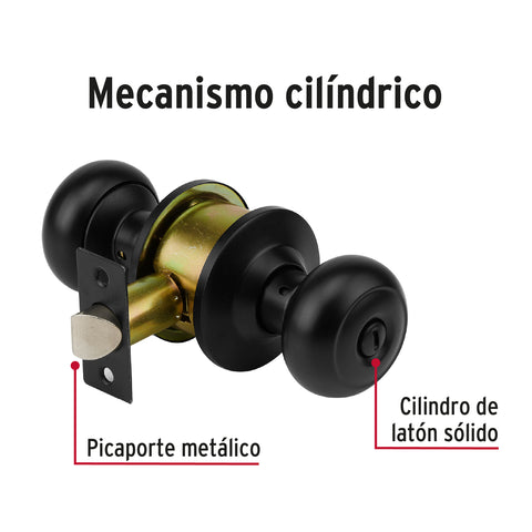 Cerradura pomo, negro, oval, baño, HERMEX | CEPO-62B | 47914