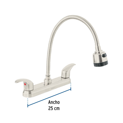 Mezcladora 8' p/fregadero, flexible, palanca, satín, AQUA | AQF-88N | 47916