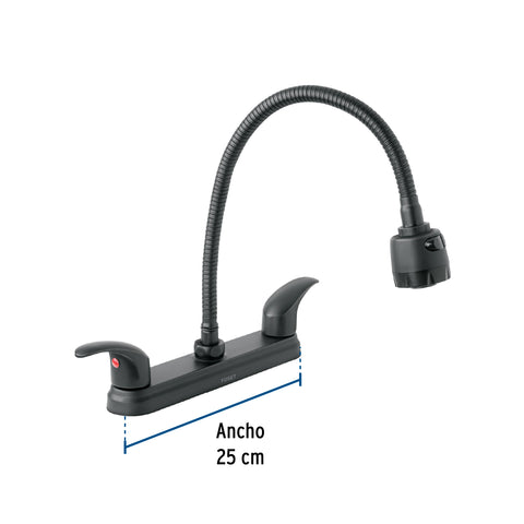 Mezcladora 8' p/fregadero, flexible, palanca, negro, AQUA | AQF-88M | 47917