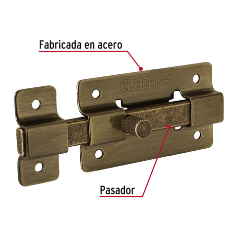 Pasador de barra plana 3', latón antiguo, HERMEX | PAA-36 | 47926