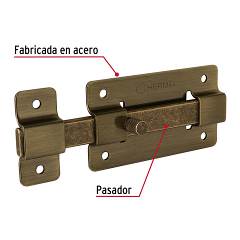 Pasador de barra plana 4', latón antiguo, HERMEX | PAA-37 | 47927