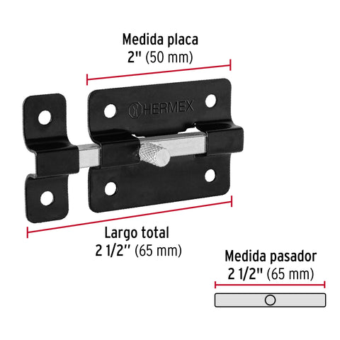 Pasador de barra plana 2', negro, HERMEX | PAN-35 | 47928