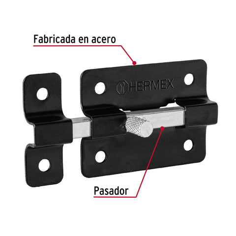 Pasador de barra plana 2', negro, HERMEX | PAN-35 | 47928