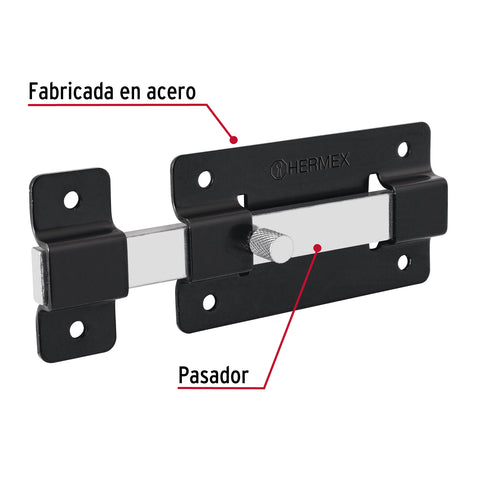 Pasador de barra plana 4', negro, HERMEX | PAN-37 | 47930