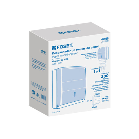 Dispensador de ABS para toallas de papel, humo, FOSET | ABP-30H | 47936