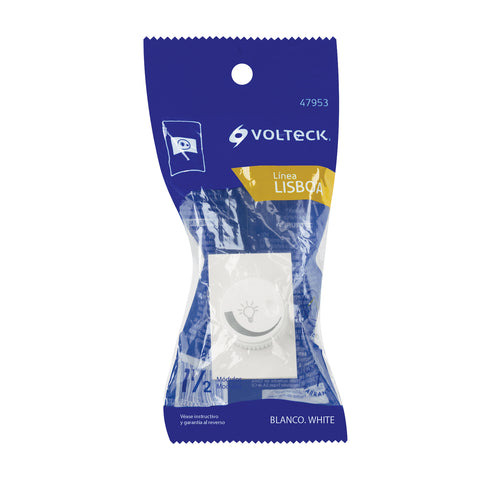 Dimmer giratorio blanco de 1.5 módulos, línea Lisboa | DIM15-LB | 47953