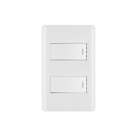 Placa armada blanca con 2 interruptores 1 módulo, Lisboa | PA-APDO1-LB | 47954