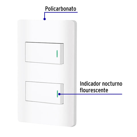 Placa armada blanca con 2 interruptores 1 módulo, Lisboa | PA-APDO1-LB | 47954