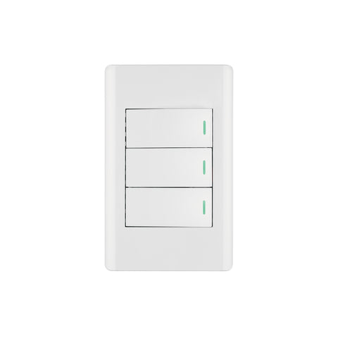 Placa armada blanca 3 interruptores 1 módulo, Lisboa | PA-APTR-LB | 47956