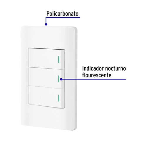 Placa armada blanca 3 interruptores 1 módulo, Lisboa | PA-APTR-LB | 47956