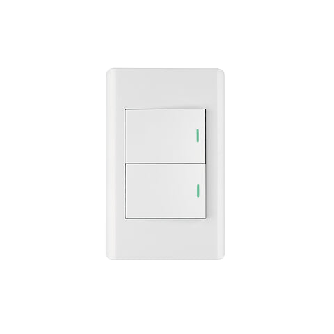 Placa armada blanca 2 interruptores 1.5 módulos, Lisboa | PA-APDO15-LB | 47960