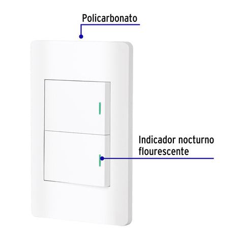 Placa armada blanca 2 interruptores 1.5 módulos, Lisboa | PA-APDO15-LB | 47960
