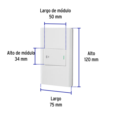 Placa armada blanca 1 interruptor de timbre 1.5 mód, Lisboa | PA-TI-LB | 47963