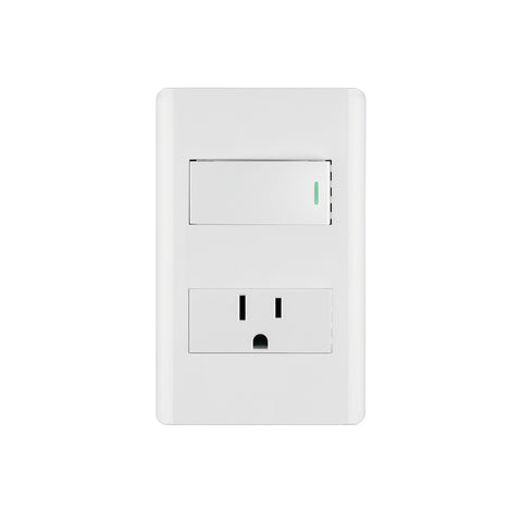 Placa armada blanca interruptor y contacto 1 módulo, Lisboa | PA-APCO1-LB | 47965