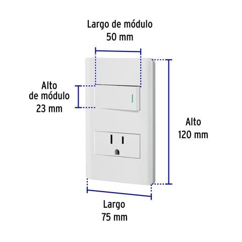 Placa armada blanca interruptor y contacto 1 módulo, Lisboa | PA-APCO1-LB | 47965