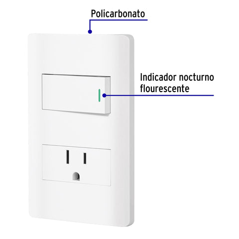 Placa armada blanca interruptor y contacto 1 módulo, Lisboa | PA-APCO1-LB | 47965
