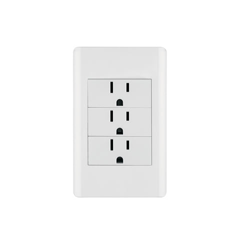 Placa armada blanca 3 contactos 1 módulo, Lisboa, Volteck | PA-COTR-LB | 47970