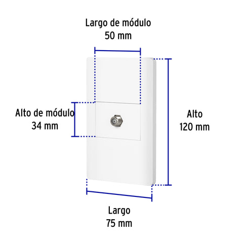 Placa armada blanca 1 toma de TV, 1.5 módulos, Lisboa | PA-TV-LB | 47972