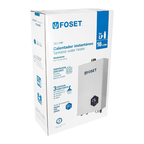 Calentador instantáneo modulante, 16L, 3 serv, gas LP, FOSET | CALE-16IM | 48016