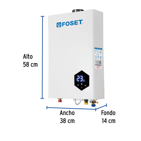 Calentador instantáneo modulante, 24L, 4 serv, gas LP, FOSET | CALE-24IM | 48017