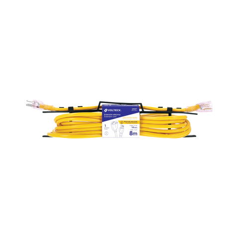 Extensión reforzada aterrizada 8 m 3x14 AWG, Volteck | ERA-8X14 | 48067