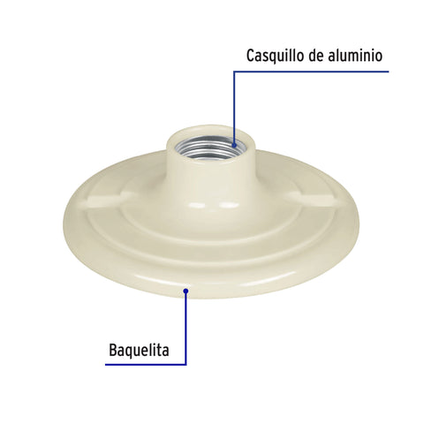 Portalámpara 4-1/2' de baquelita, Volteck | POPL-17 | 48076