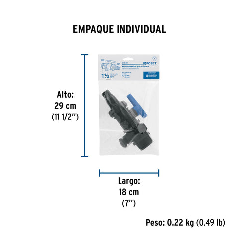 Multiconector polipropileno para tinaco, con válvula, FOSET | ATIN-001 | 48081