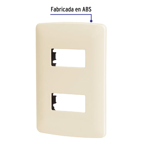 Placa 2 módulos de ABS, línea Italiana, color marfil | PPDO-I | 48089