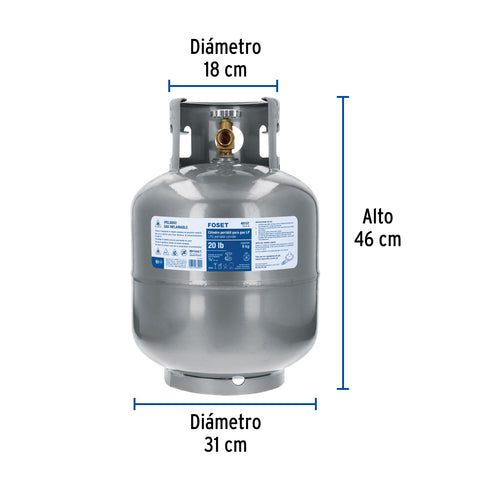 Cilindro portátil para gas LP, 20lb (9kg) FOSET | CILG-9 | 48107