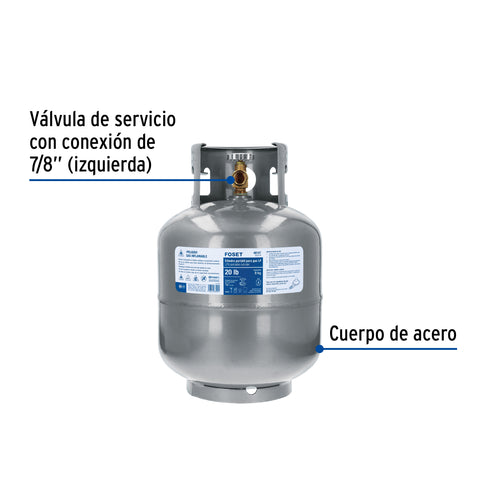 Cilindro portátil para gas LP, 20lb (9kg) FOSET | CILG-9 | 48107