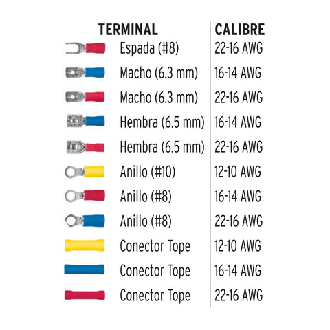 Juego de 55 terminales aisladas para cable, Volteck | TERA-K55 | 48142