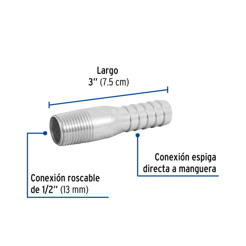 Niple de acero galvanizado 1/2' tipo botella, FOSET | CG-480 | 48175
