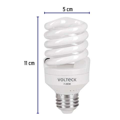Lámpara espiral mini T2 20 W luz de día en blíster, Volteck | F-20EM | 48206