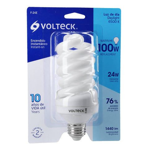Lámpara espiral T4 24 W luz de día en blíster, Volteck | F-24E | 48215