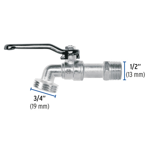Llave de esfera de zinc 1/2', 110 g, s/adaptador, BASIC | LLE-110ZS | 48243