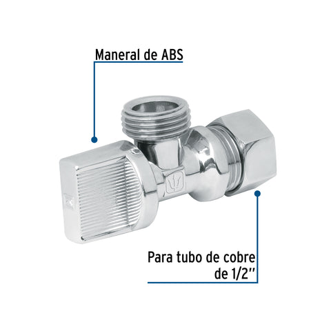 Llave angular 1/2', 1/4 de vuelta, barrilito, blíster, FOSET | ANG-01BBL | 48285