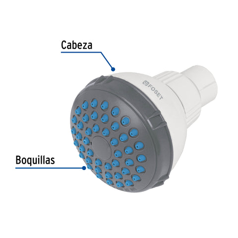 Regadera redonda de ABS 2-1/2' gris-blanca sin brazo, BASIC | R-516S | 48294