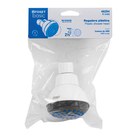 Regadera redonda de ABS 2-1/2' gris-blanca sin brazo, BASIC | R-516S | 48294