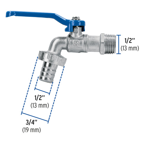 Llave de esfera de latón, 115 gr, entrada 1/2', FOSET | LLE-115L | 48307