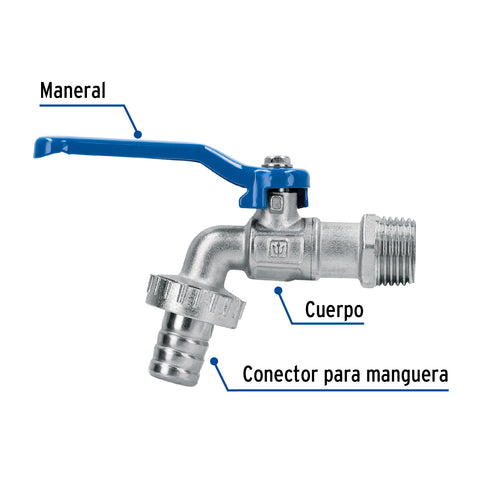 Llave de esfera de latón, 115 gr, entrada 1/2', FOSET | LLE-115L | 48307