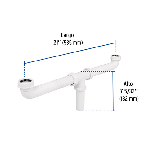 Céspol doble 1-1/2', s/contra, polipropileno, para fregadero | CED-11 | 48338