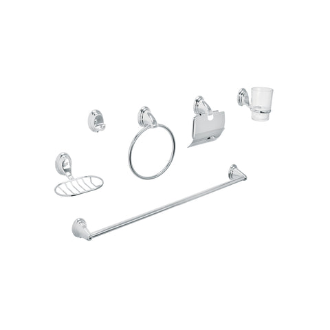Juego de 6 accesorios p/baño cromo chapetón ovalado, AQUA | AQA-4003 | 48341