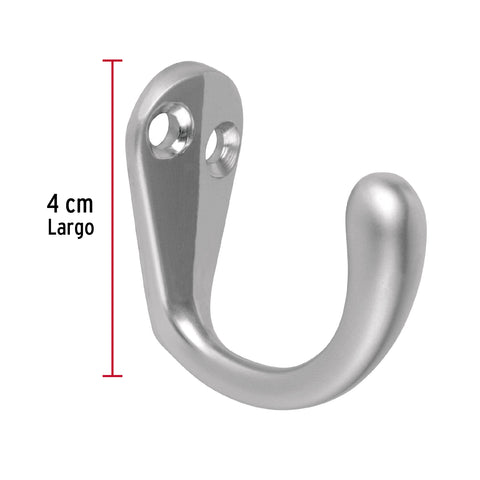Gancho sencillo tipo perchero, cromo mate, HERMEX | PEPU-03 | 48352