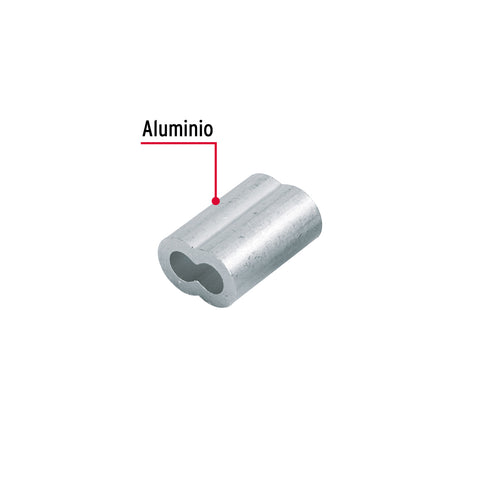 Bolsa con 50 casquillos dobles de aluminio, 1/4', FIERO | CAD-1/4 | 48367