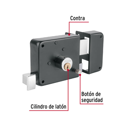 Cerradura sobreponer der instala-fácil, tradicional, negro | CS-756D | 48369