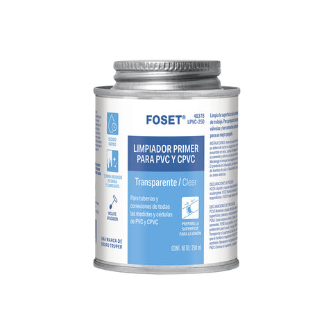 Limpiador para PVC y CPVC, lata 250ml, FOSET | LPVC-250 | 48378