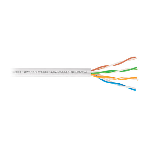 Metro de cable UTP CAT5E, Bobina de 100m, blanco, VOLTECK | CBR-51B | 48389