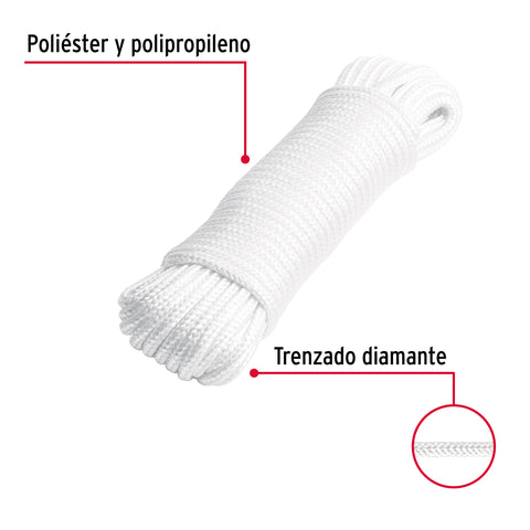 Piola de poliéster diamante de 4mmx15m blanca, madeja, FIERO | PIO-415P | 48392