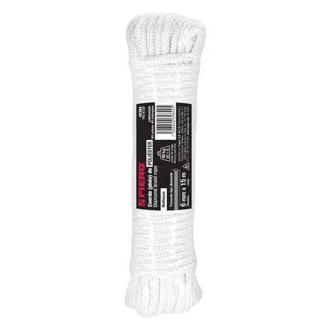 Piola de poliéster diamante de 6mmx15m blanca, madeja, FIERO | PIO-615P | 48394