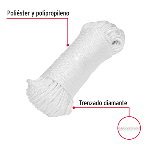 Piola de poliéster diamante de 4mmx30m blanca, madeja, FIERO | PIO-430P | 48395